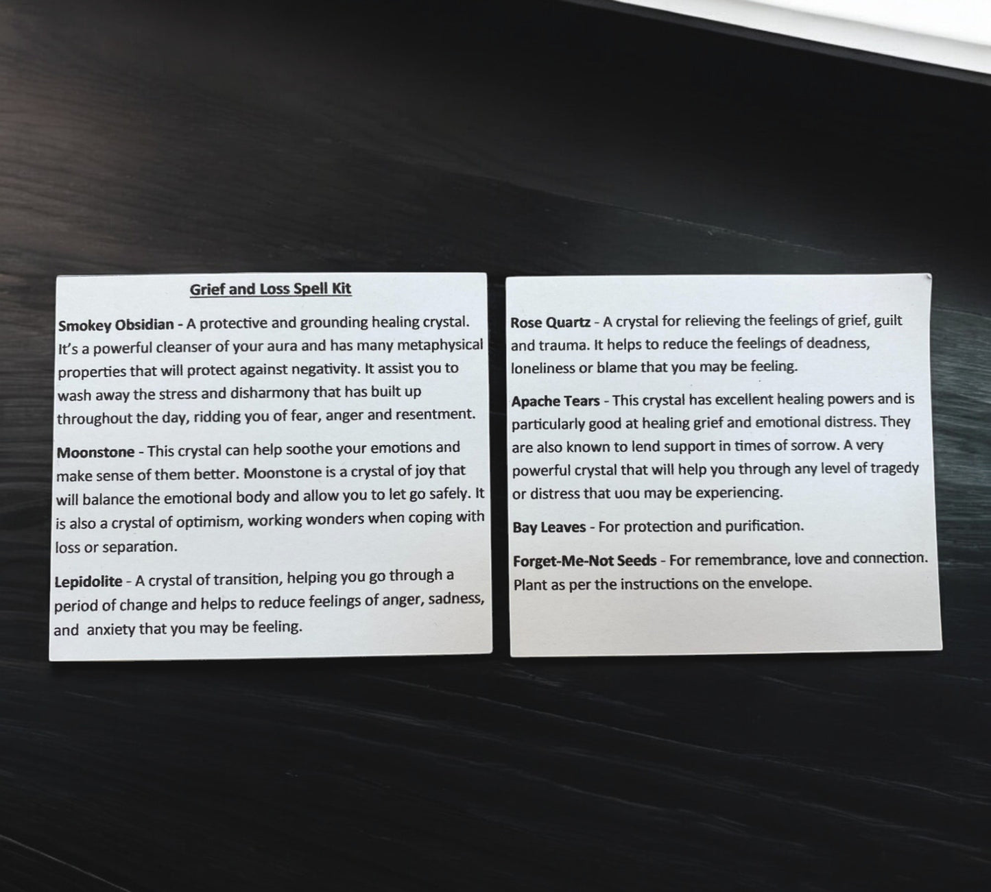 Grief and Loss Crystal Spell Healing Kit