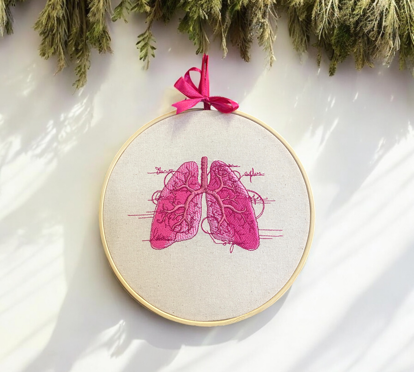 Lung Anatomy Embroidered Wall Art
