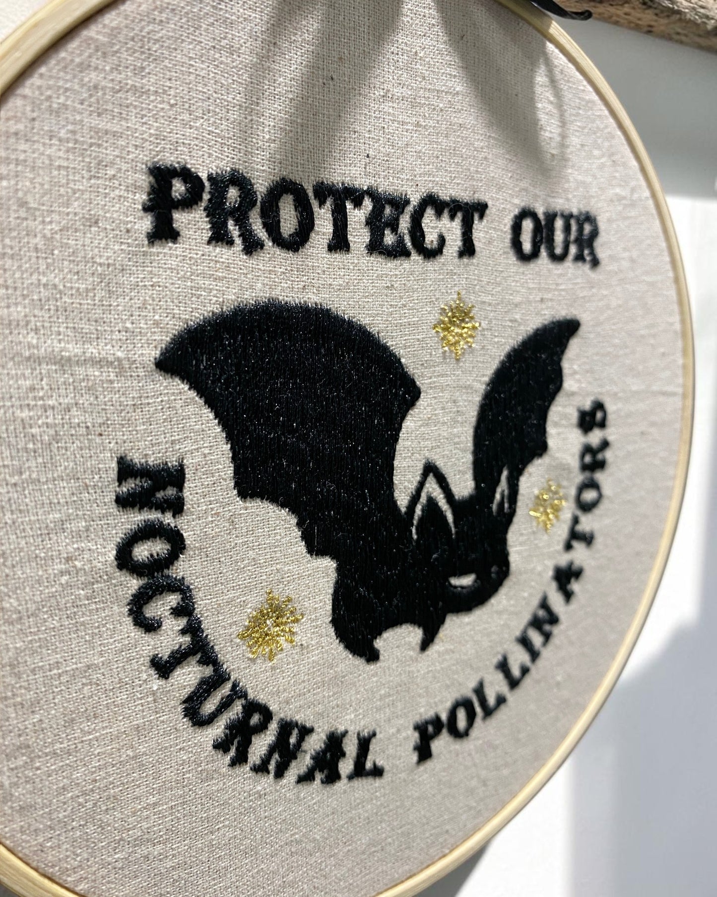Bats Nocturnal Pollinators Embroidered Wall Art