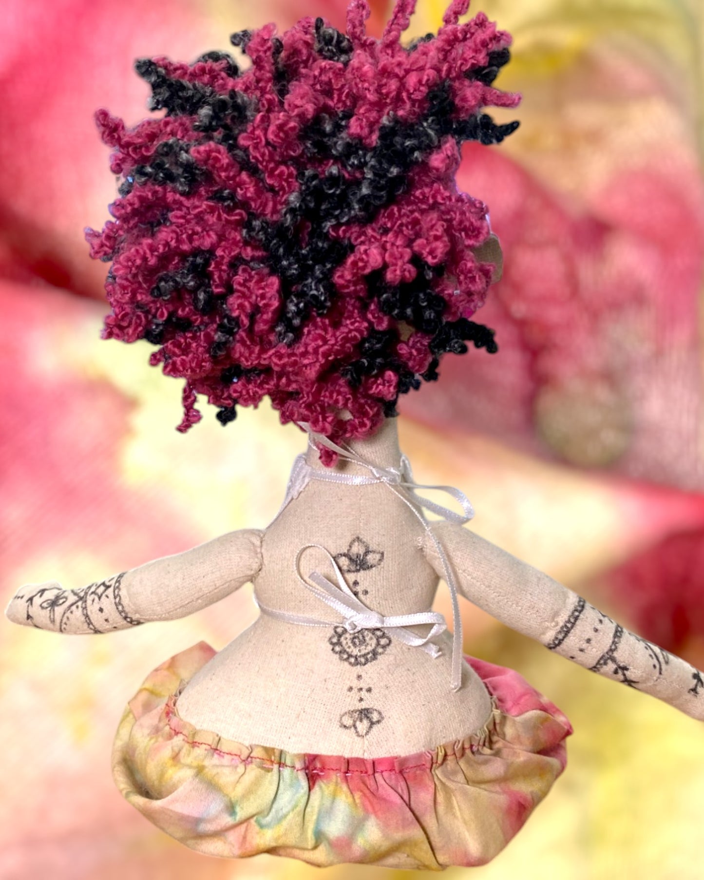 Zowie Meditation Doll with Selenite Pyramid in Pink