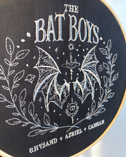 Bat Boys Wingspan Embroidered Wall Art