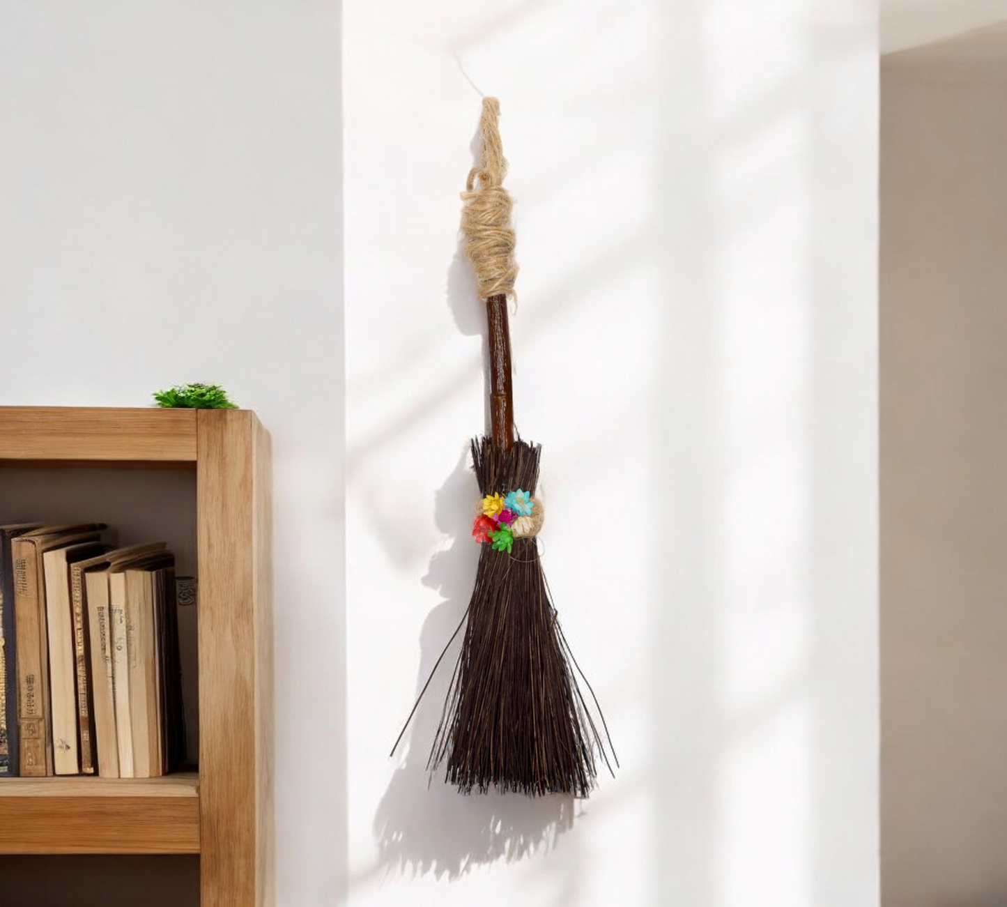 Besom Broom Hanging Talisman with Real Dried Flowers