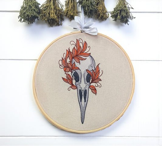 Bird Skull Embroidered Wall Art