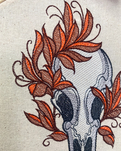 Bird Skull Embroidered Wall Art