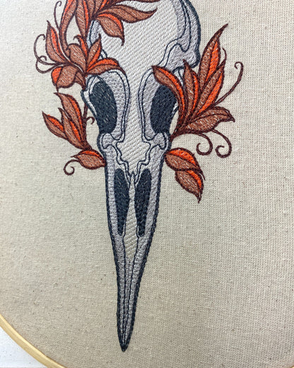 Bird Skull Embroidered Wall Art