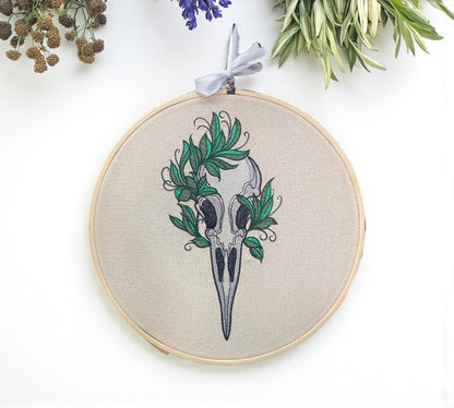 Bird Skull Embroidered Wall Art