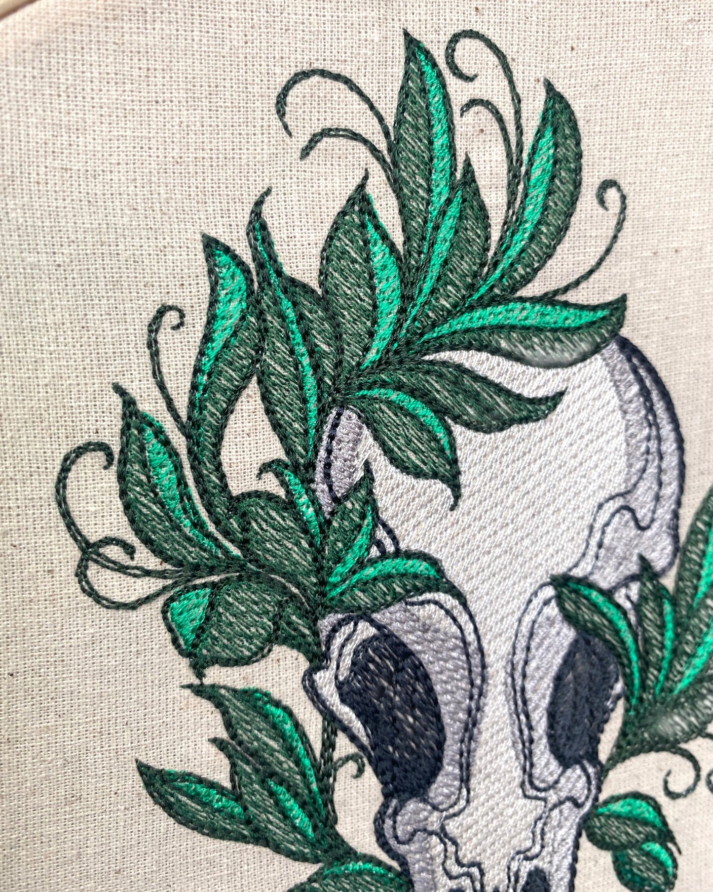Bird Skull Embroidered Wall Art