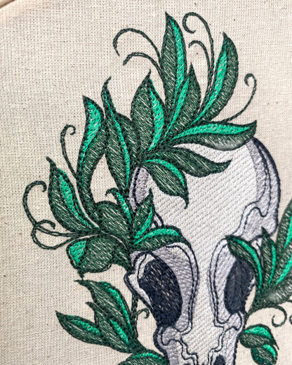 Bird Skull Embroidered Wall Art