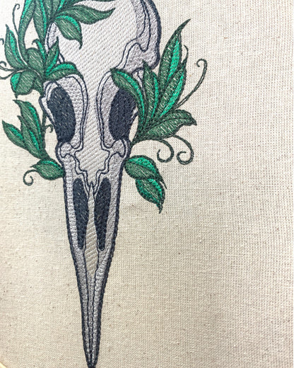 Bird Skull Embroidered Wall Art