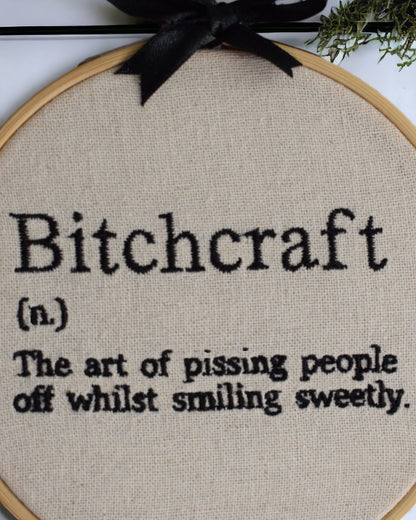 Bitchcraft Definition Embroidered Wall Art