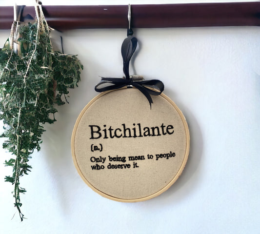 Bitchilante Definition Embroidered Wall Art