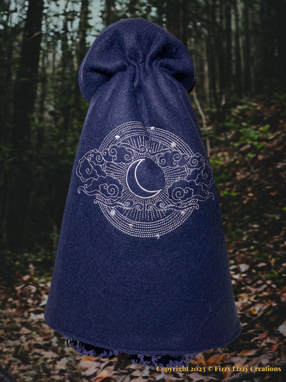 Mannequin Witch with Embroidered Cape in Navy