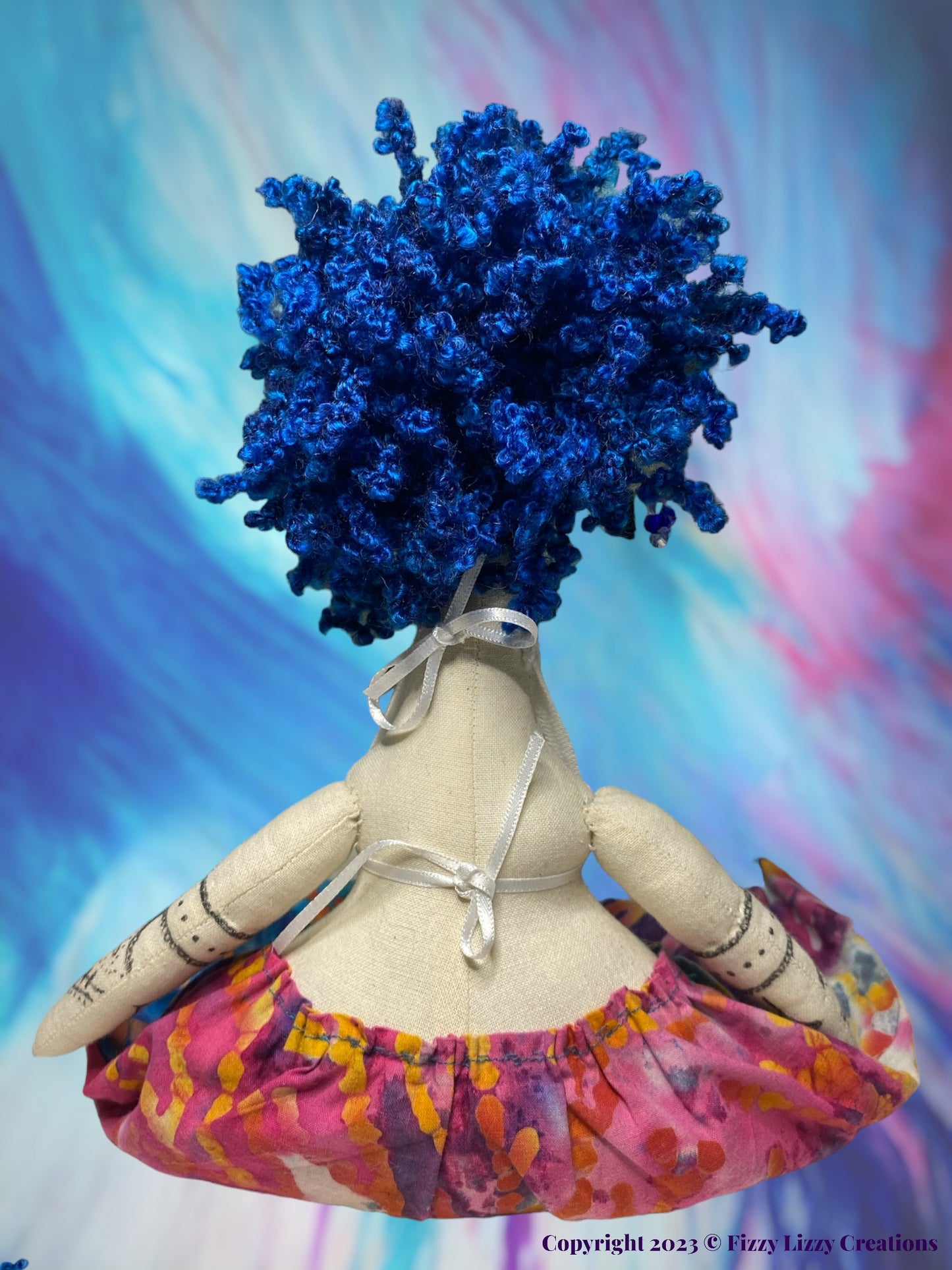 Zowie Meditation Doll with Selenite Pyramid in Blue