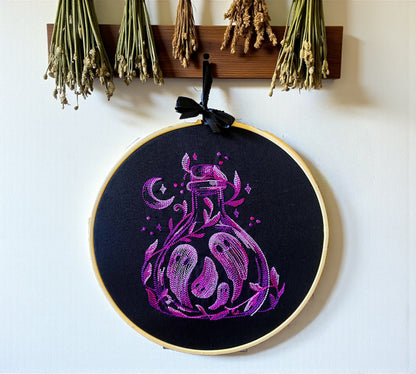 Ghosts in a Bottle Embroidered Wall Art