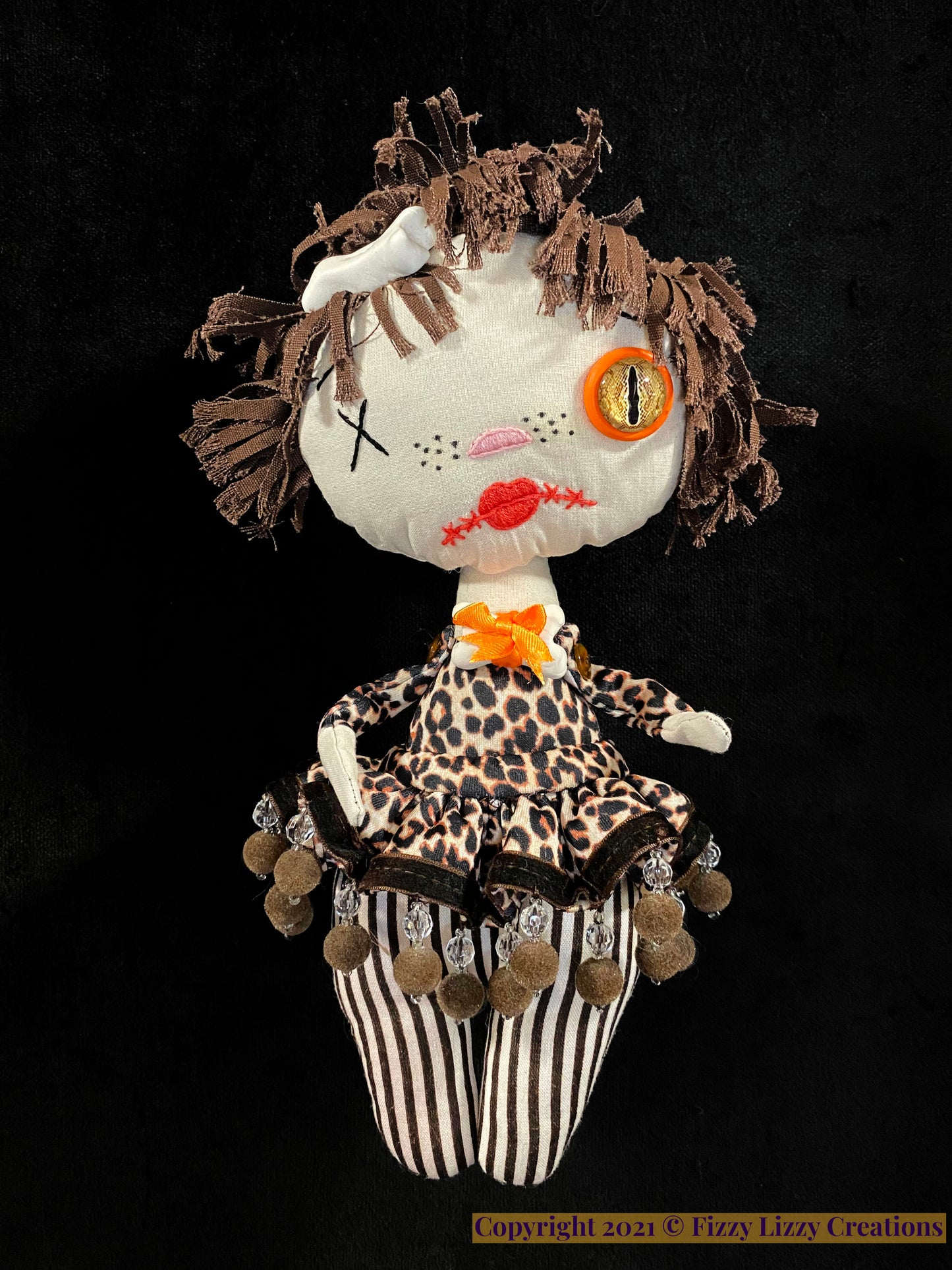 Margo-Rose Gothic Oddity Doll in Leopard Print