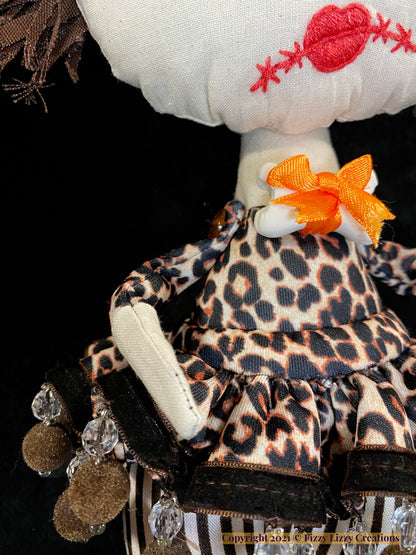 Margo-Rose Gothic Oddity Doll in Leopard Print