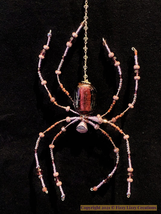 Crystal Christmas Tree Spider in Burgundy and Pinks