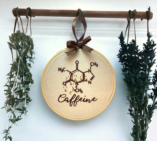 Caffeine Molecule Embroidered Wall Art