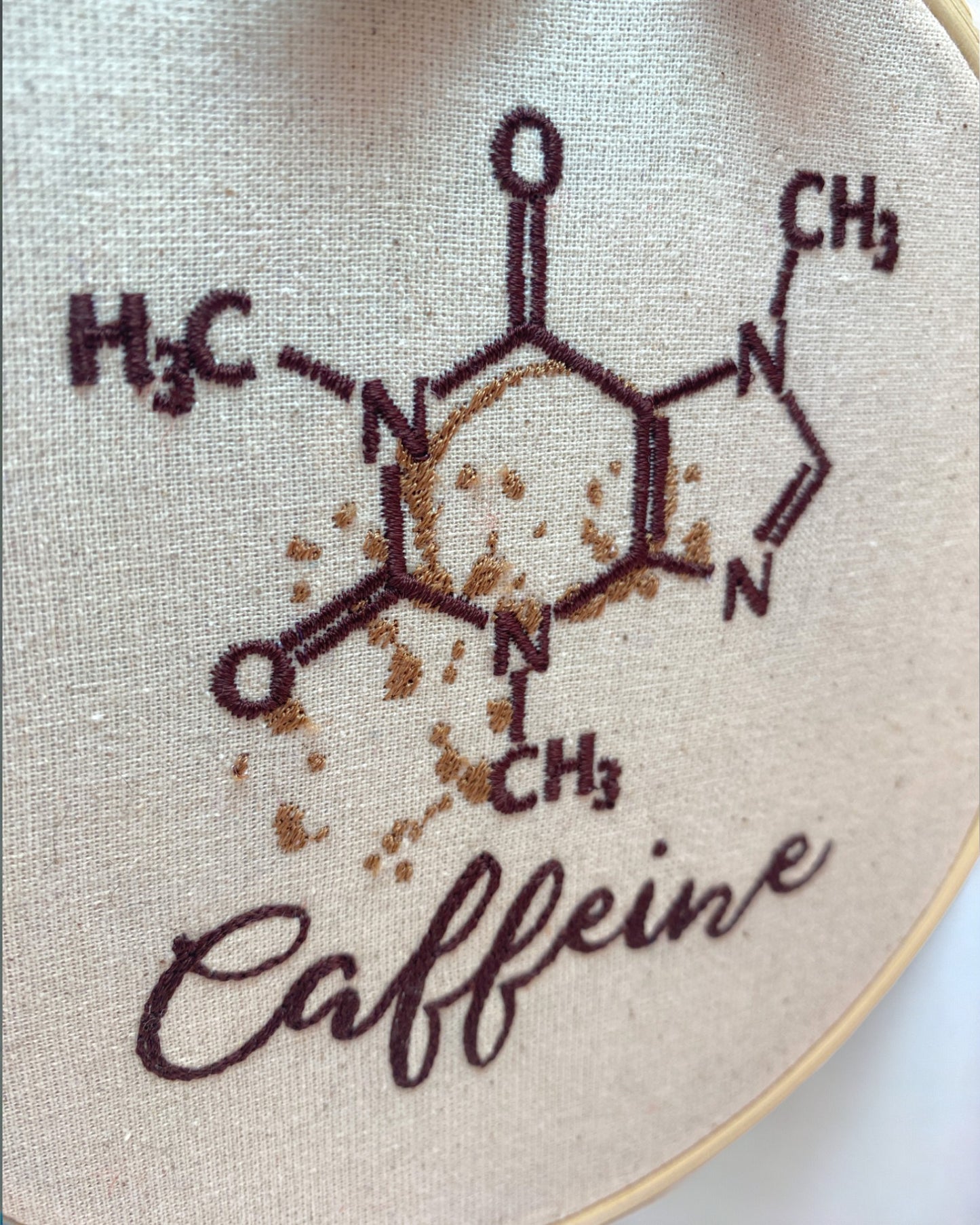 Caffeine Molecule Embroidered Wall Art