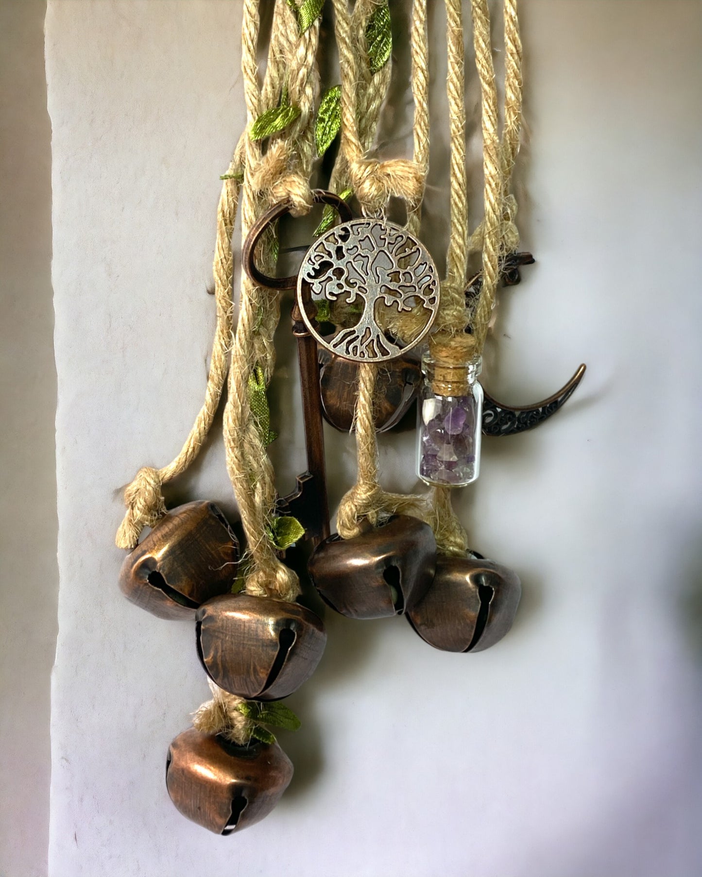 Copper Witch Bells with Amethyst, Obsidian or Rose Quartz