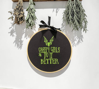 Creepy Girls Do It Better Embroidered Wall Art