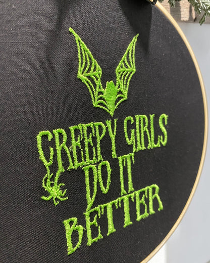 Creepy Girls Do It Better Embroidered Wall Art