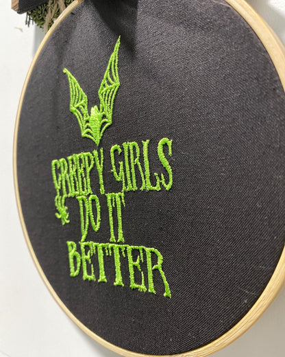 Creepy Girls Do It Better Embroidered Wall Art