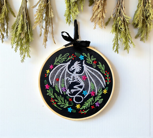 Dragon Fourth Wing Inspired Bookish Embroidered Wall Art