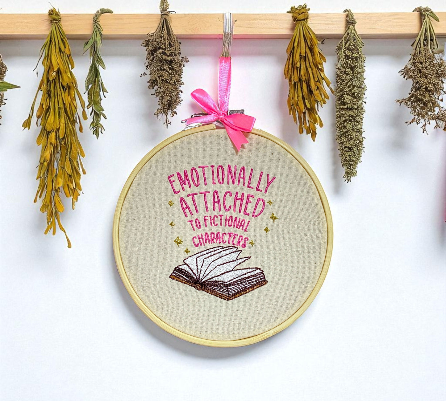 Emotionally Attached to Fictional Characters Embroidered Wall Art