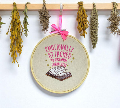 Emotionally Attached to Fictional Characters Embroidered Wall Art