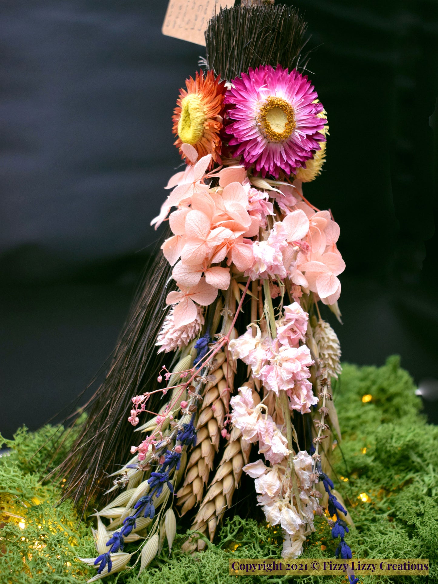 Floral Besom Broom with Dried Flowers