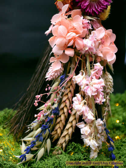 Floral Besom Broom with Dried Flowers