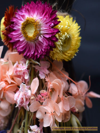 Floral Besom Broom with Dried Flowers