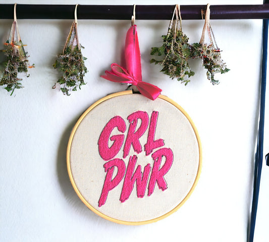 Girl Power Embroidered Wall Art