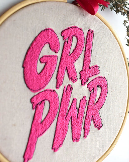 Girl Power Embroidered Wall Art