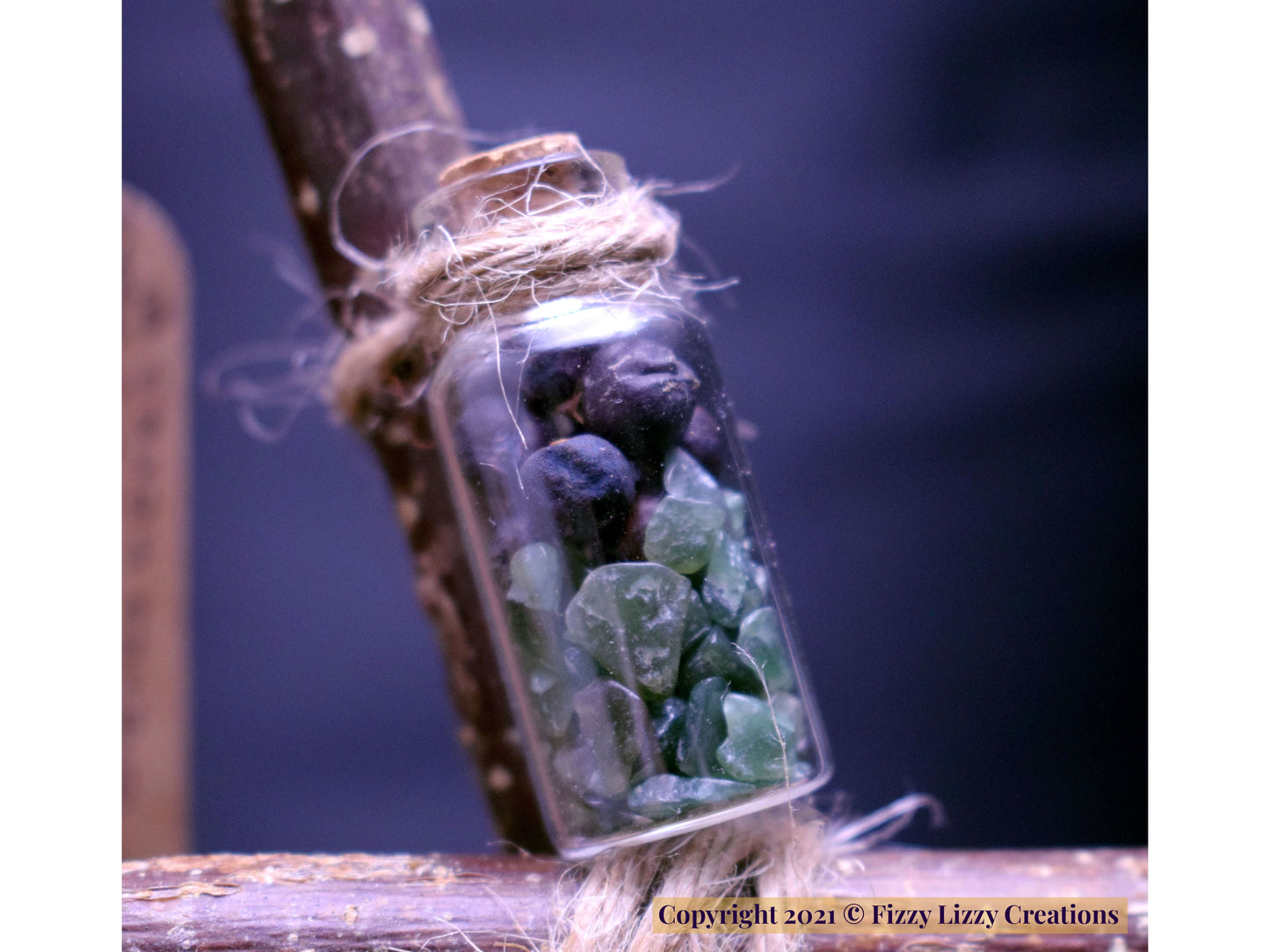 Hazelwood Pentagram with Green Aventurine and Dried Flowers