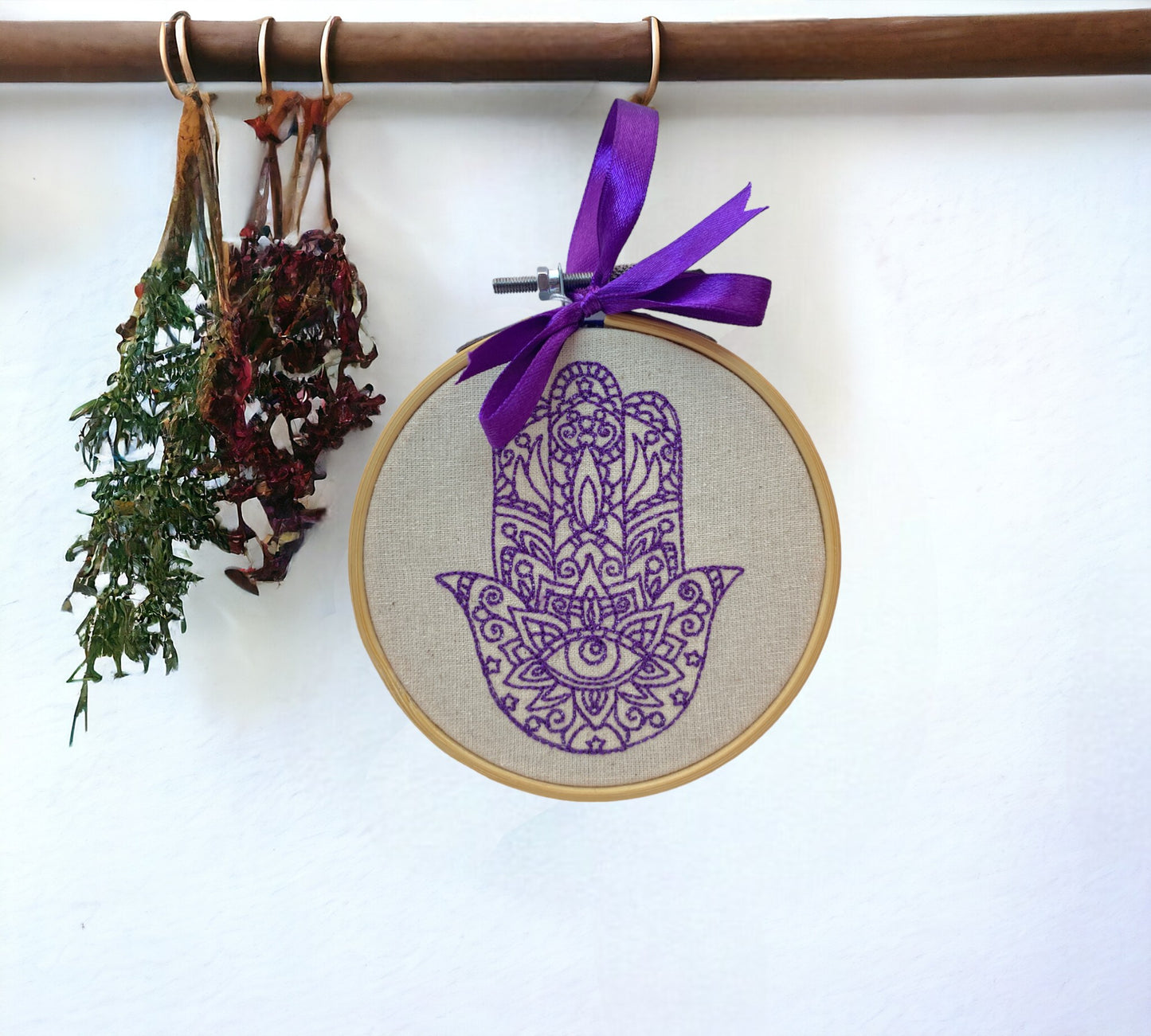 Hamsa Hand Embroidered Wall Art