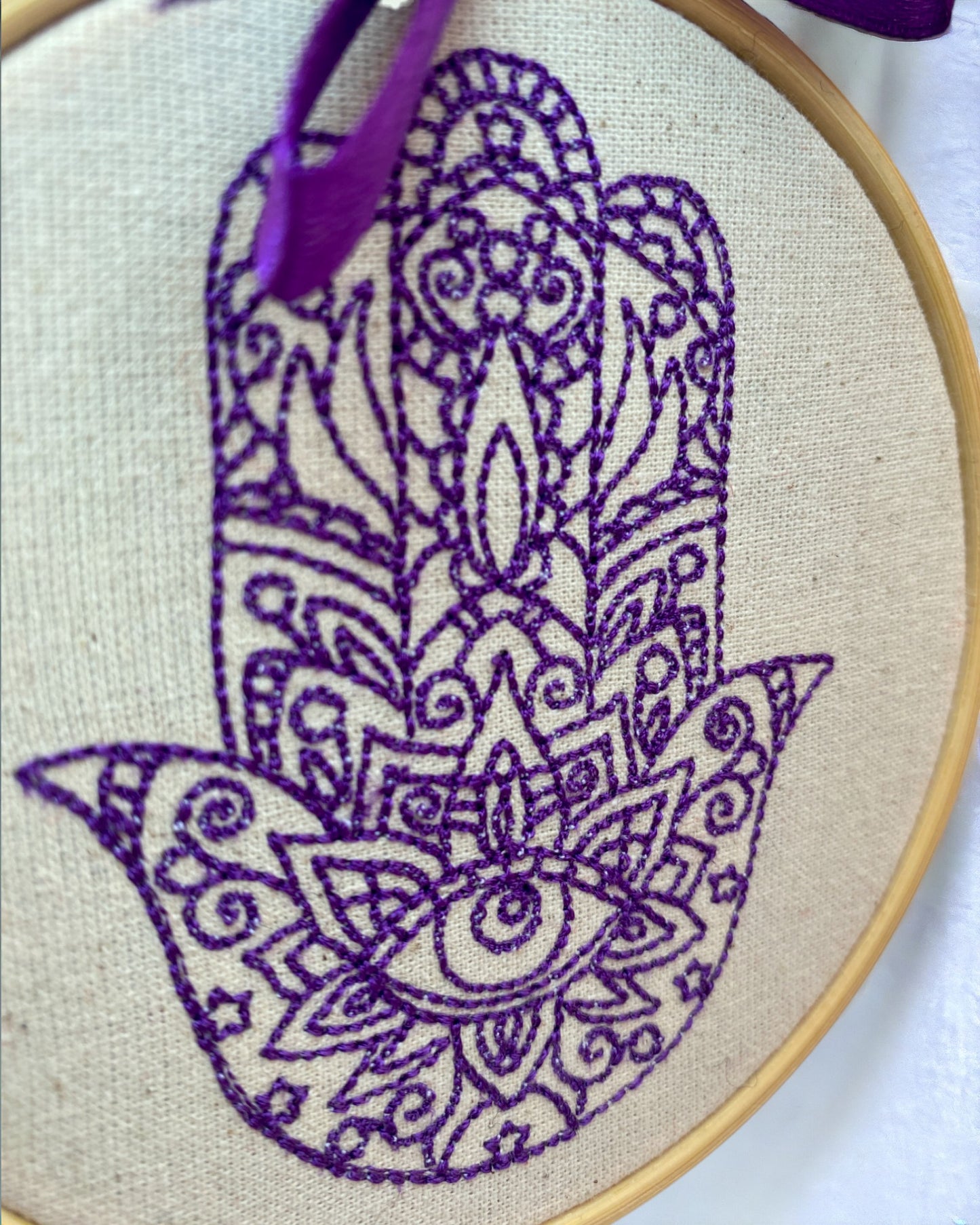 Hamsa Hand Embroidered Wall Art