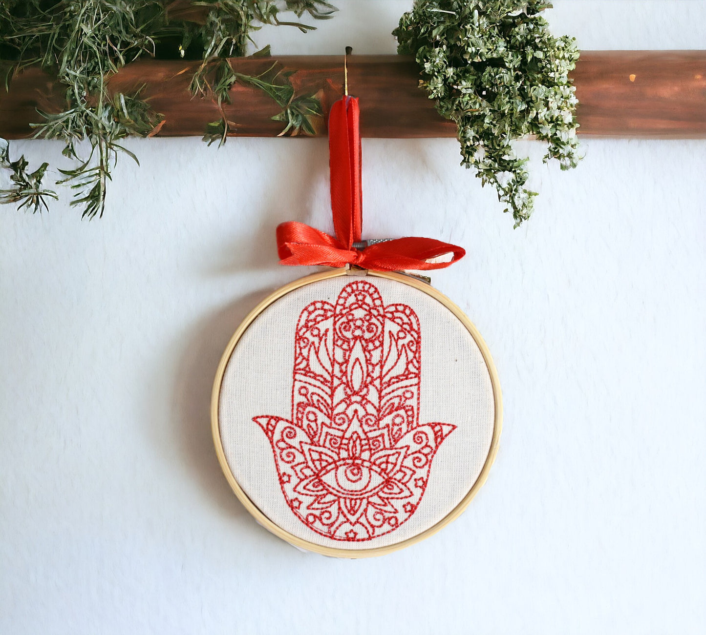 Hamsa Hand Embroidered Wall Art