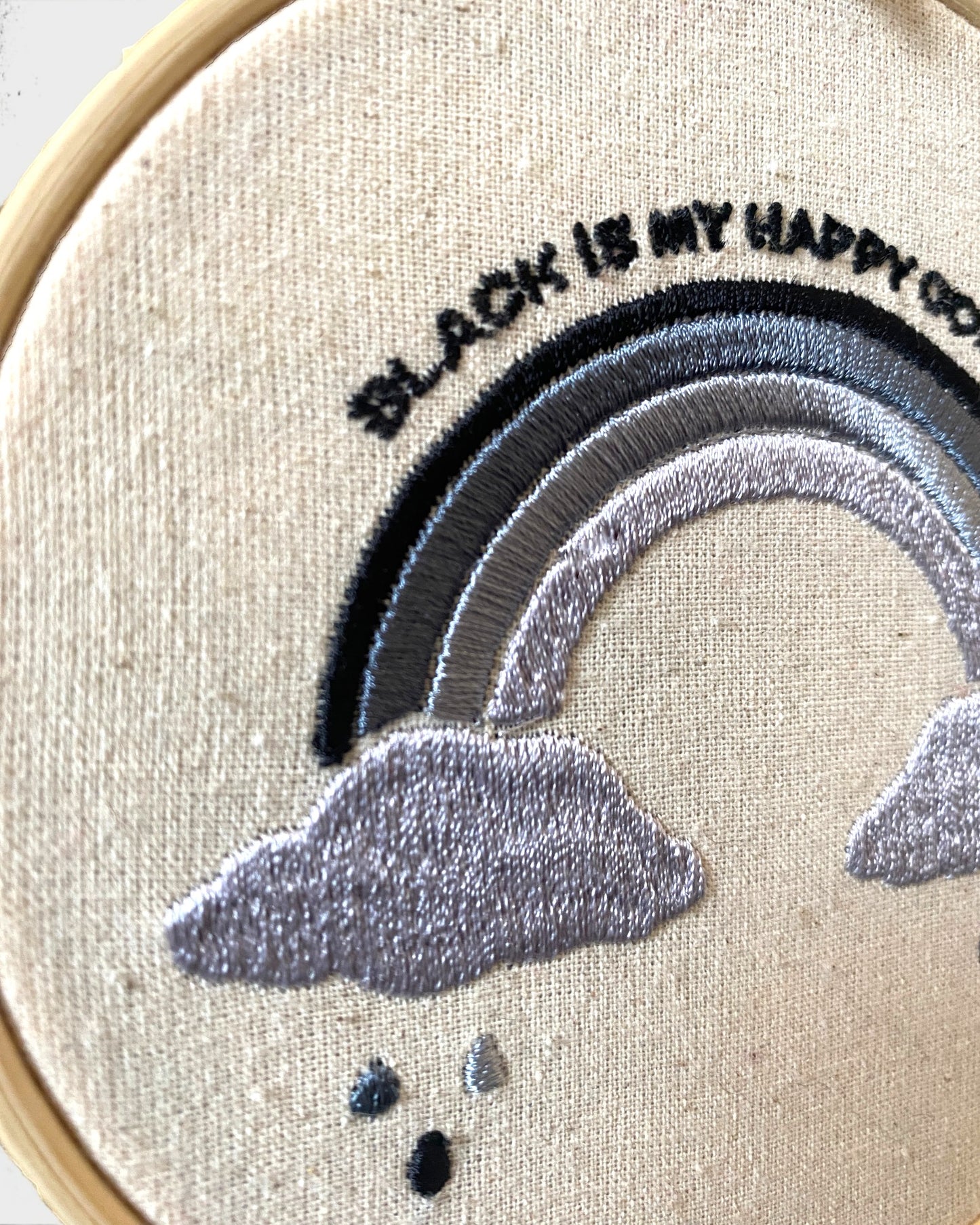 Black is my Happy Colour Rainbow Embroidered Wall Art