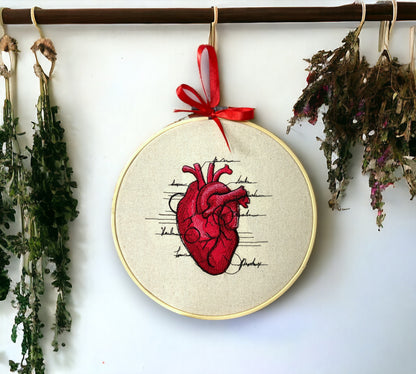 Heart Anatomy Embroidered Wall Art