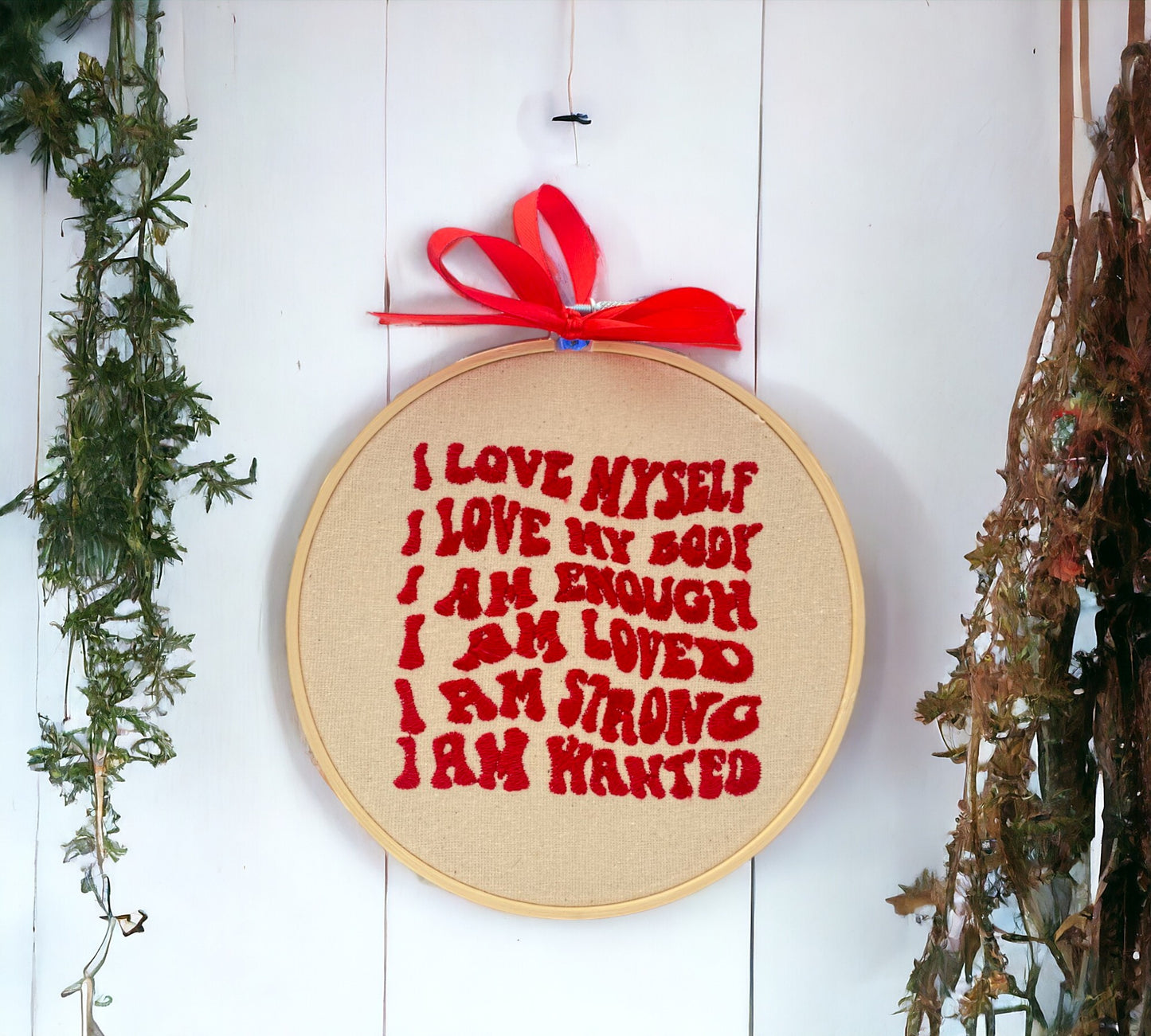 I Am Enough Embroidered Wall Art