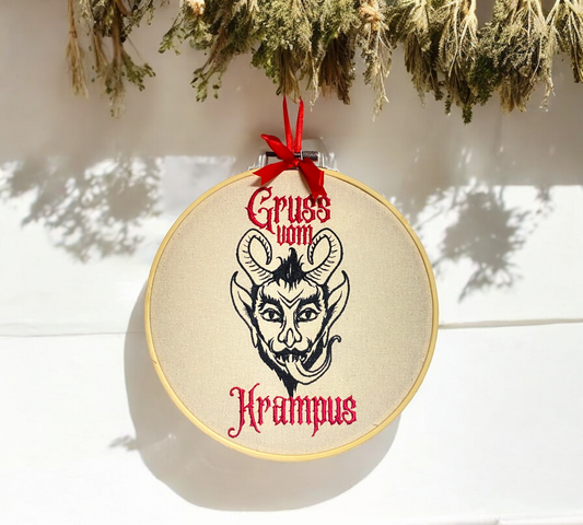 Krampus Christmas Embroidered Wall Art