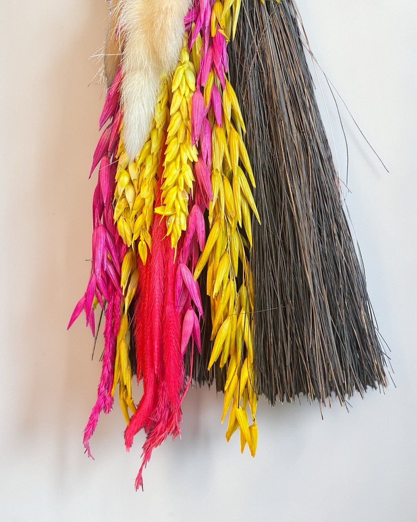 Besom Broom with Lemon Quartz and Dried Flowers