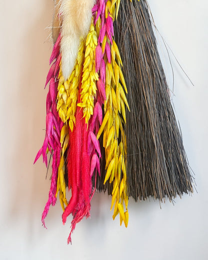 Besom Broom with Lemon Quartz and Dried Flowers