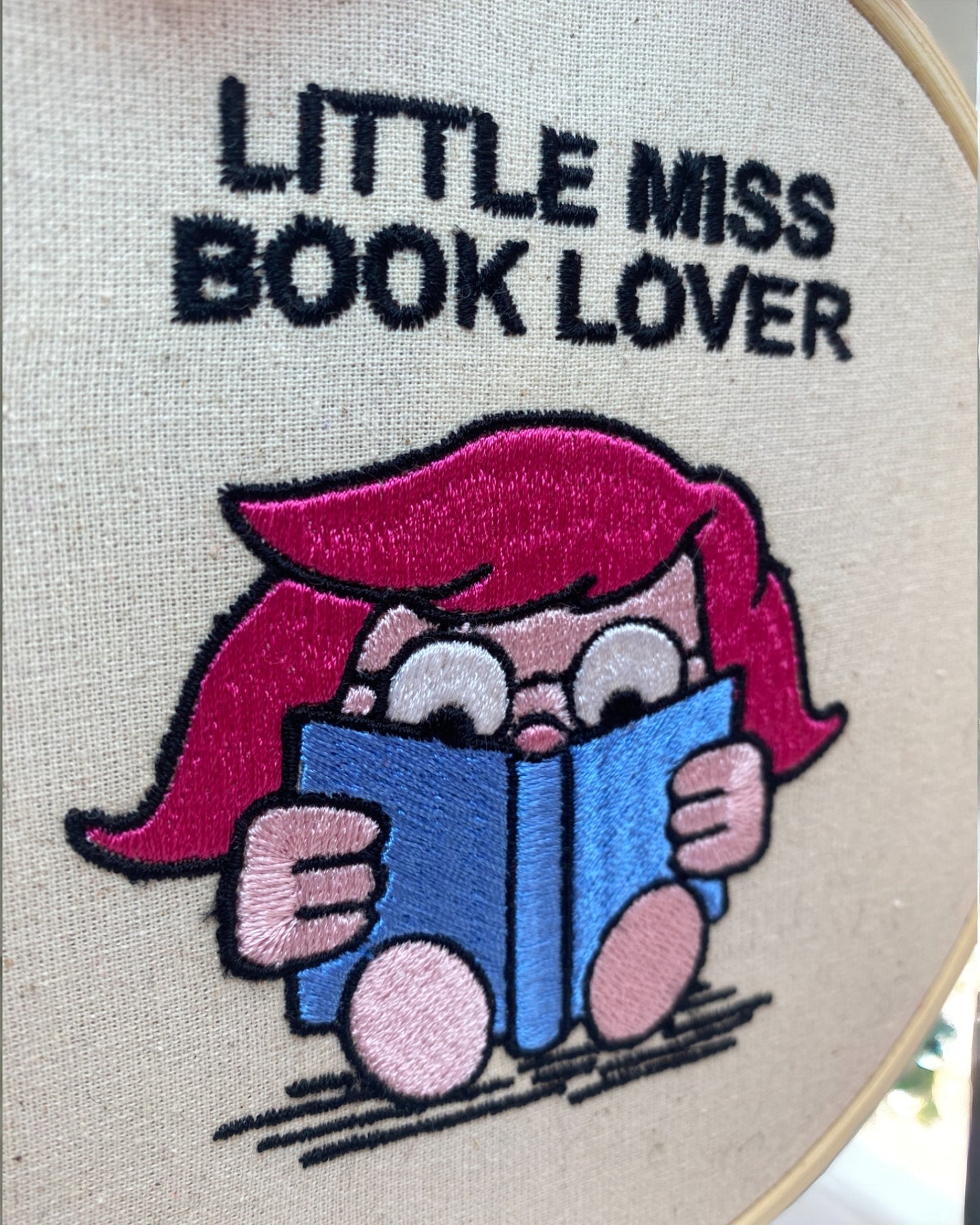 Little Miss Book Lover Embroidered Wall Art