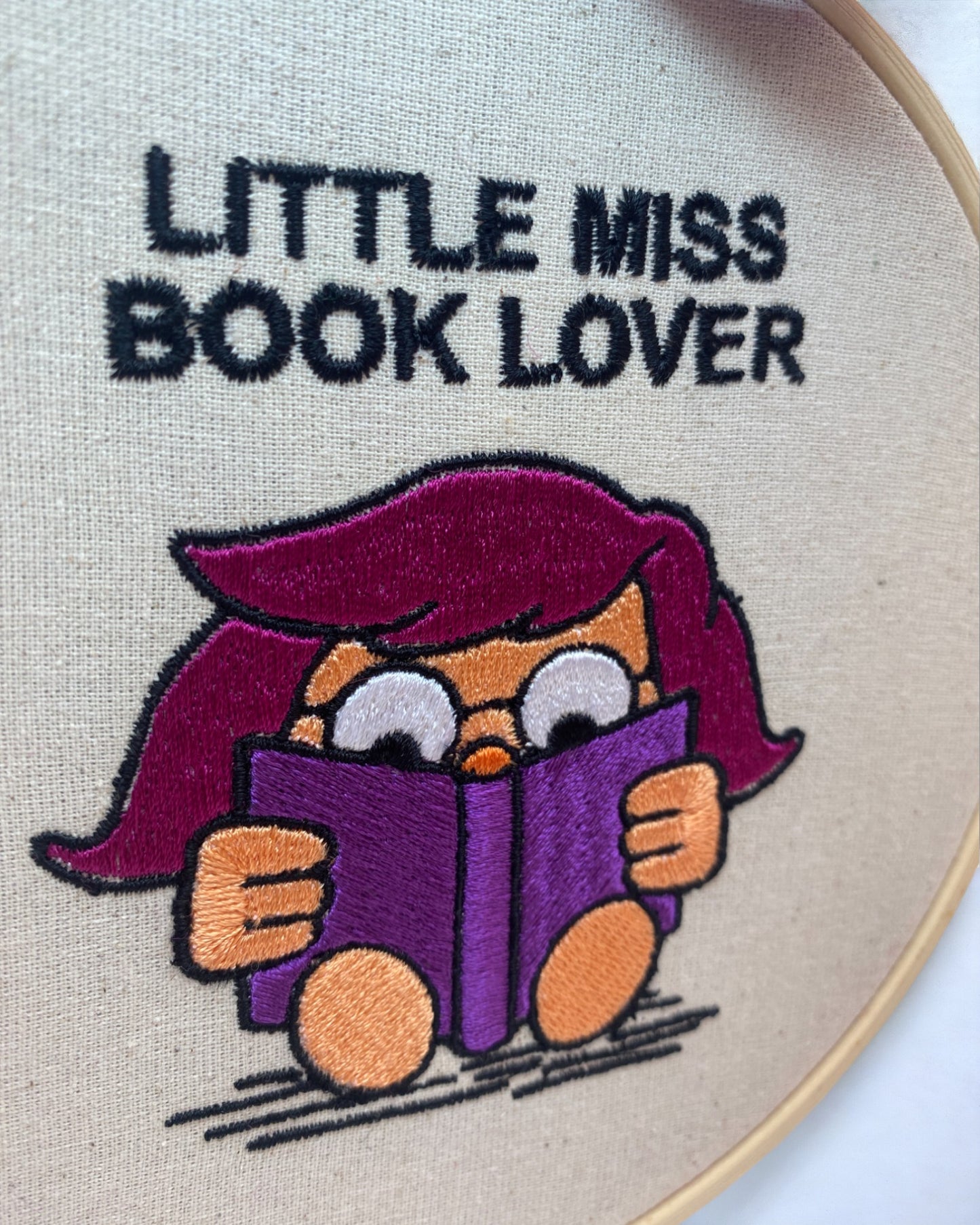 Little Miss Book Lover Embroidered Wall Art