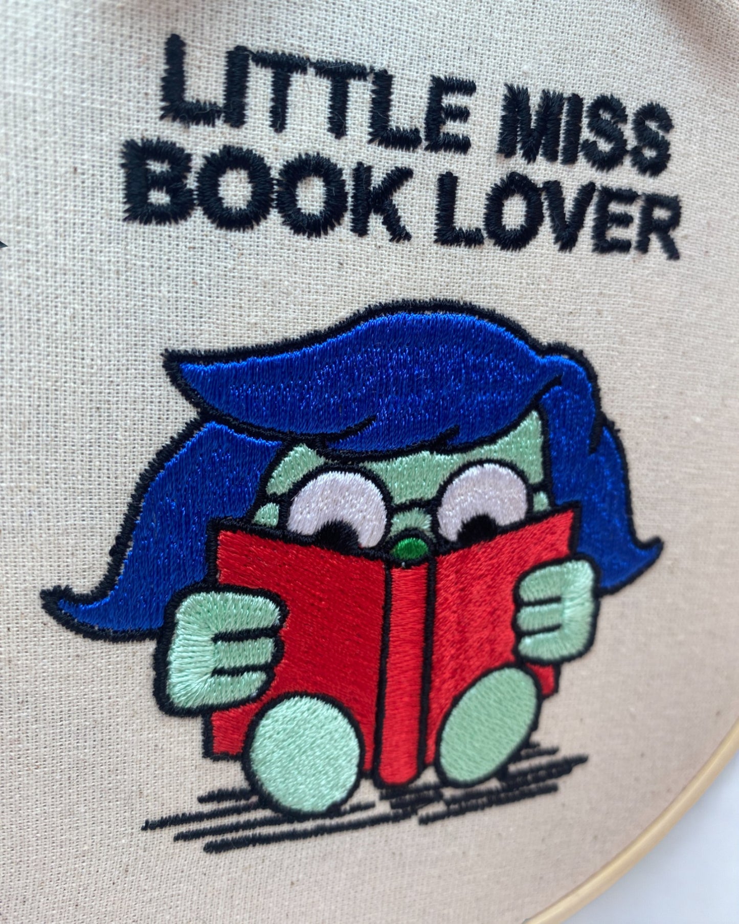 Little Miss Book Lover Embroidered Wall Art