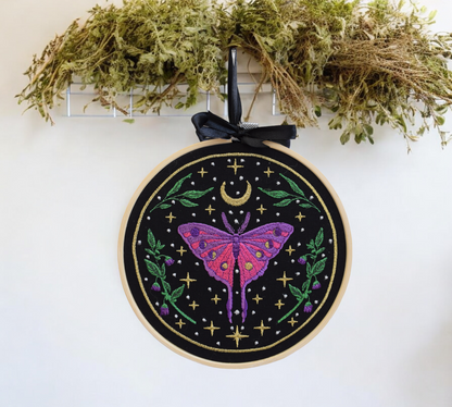 Lunar Moth Embroidered Wall Art