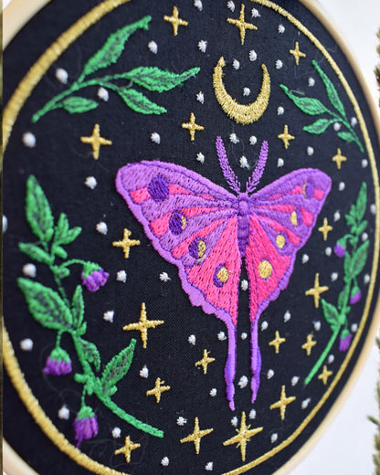 Lunar Moth Embroidered Wall Art